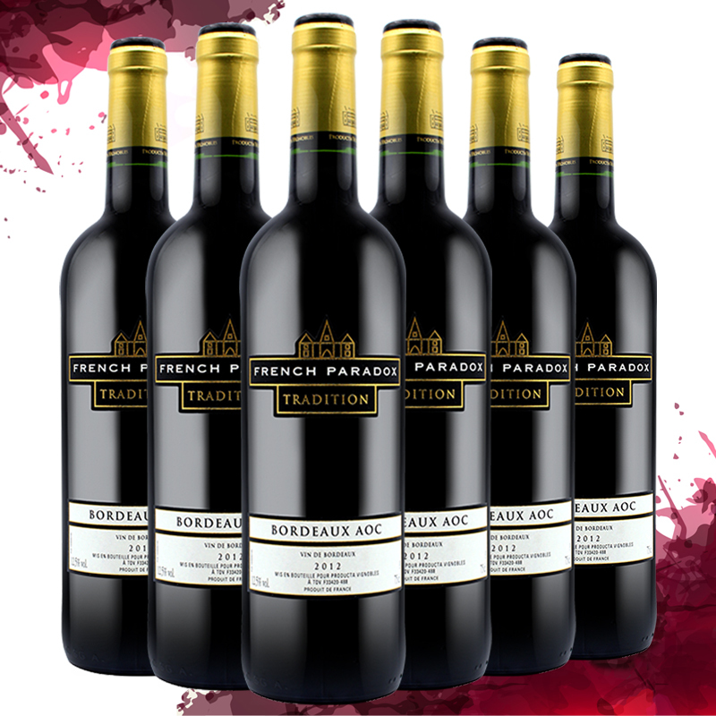 法国原瓶进口 茗酊古堡传统波尔多红葡萄酒 French Paradox 整箱装750ml*6