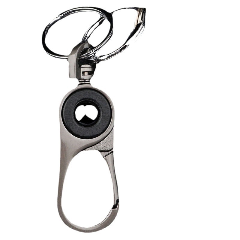 转运珠汽车钥匙扣挂腰挂扣创意环挂饰简约商务锁钥扣 W76-枪色双圈高清大图