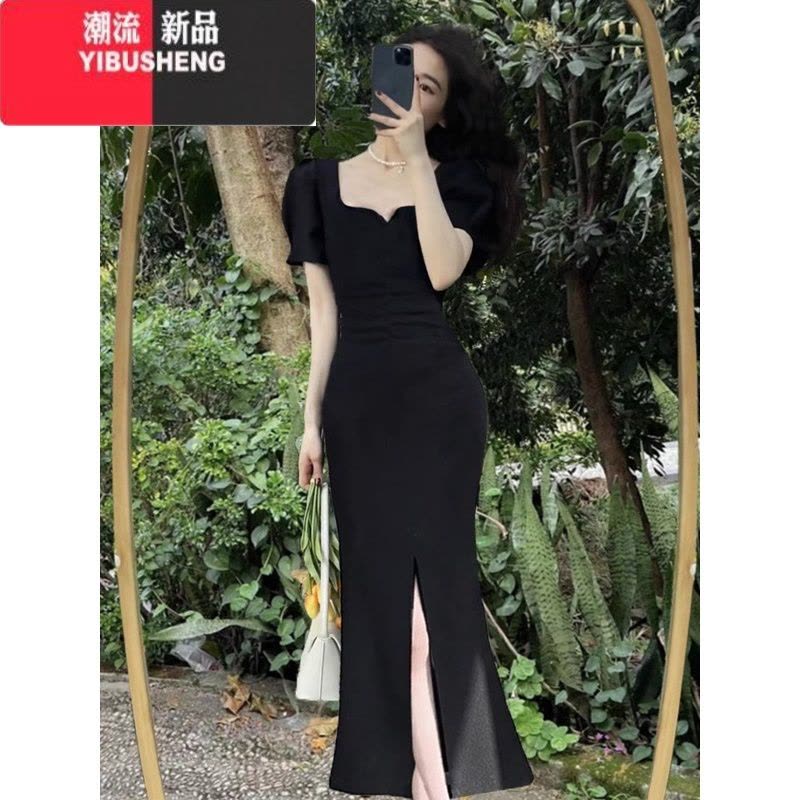 YIBUSHENG高级红色连衣裙女2024新款复古气质赫本风敬酒订婚礼服鱼尾长裙图片