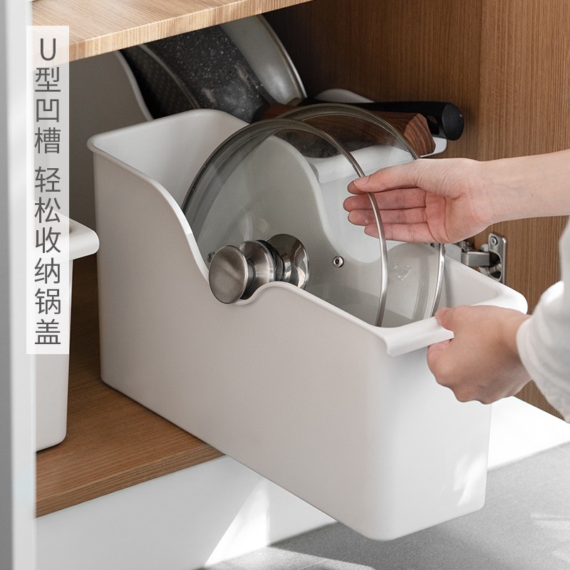 厨房带滑轮锅盖架置物架塑料锅具收纳架收纳盒储物架收纳层架 三维工匠高清大图