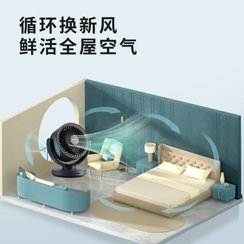格力(GREE)空气循环扇台式风扇家用电风扇左右摇头小风扇电扇涡轮换气扇循环对流风扇 定时遥控FXT-1506Bg3