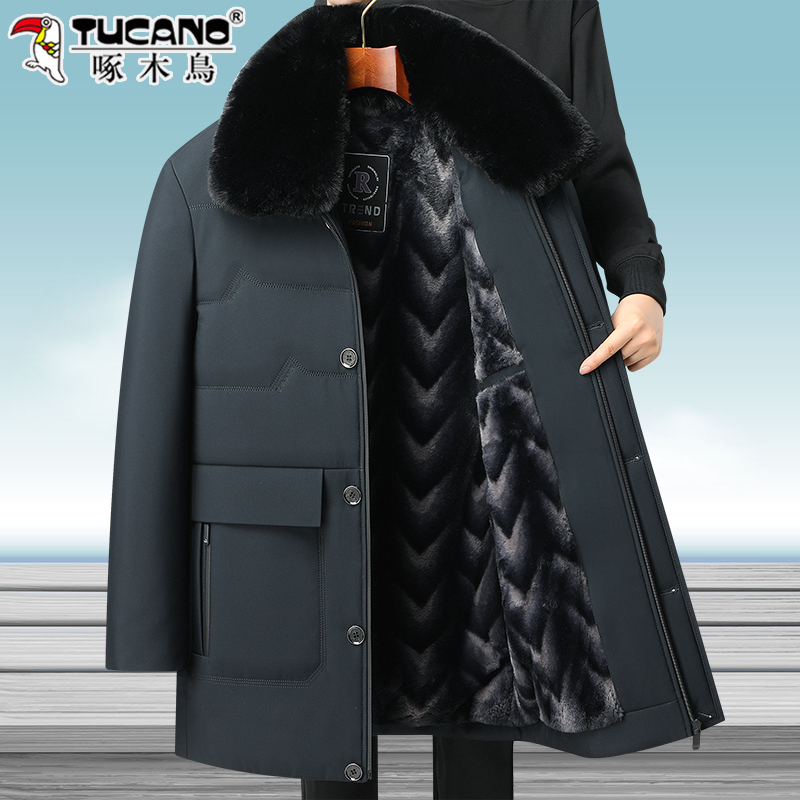 啄木鸟爸爸冬季外套加绒加厚羽绒棉服爷爷保暖棉袄中老年棉衣冬冬高清大图