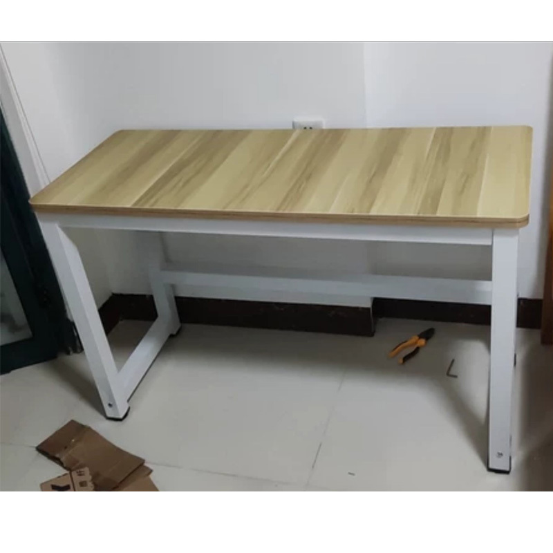 单拉杆加固电脑桌1206075cm白架浅胡桃面板