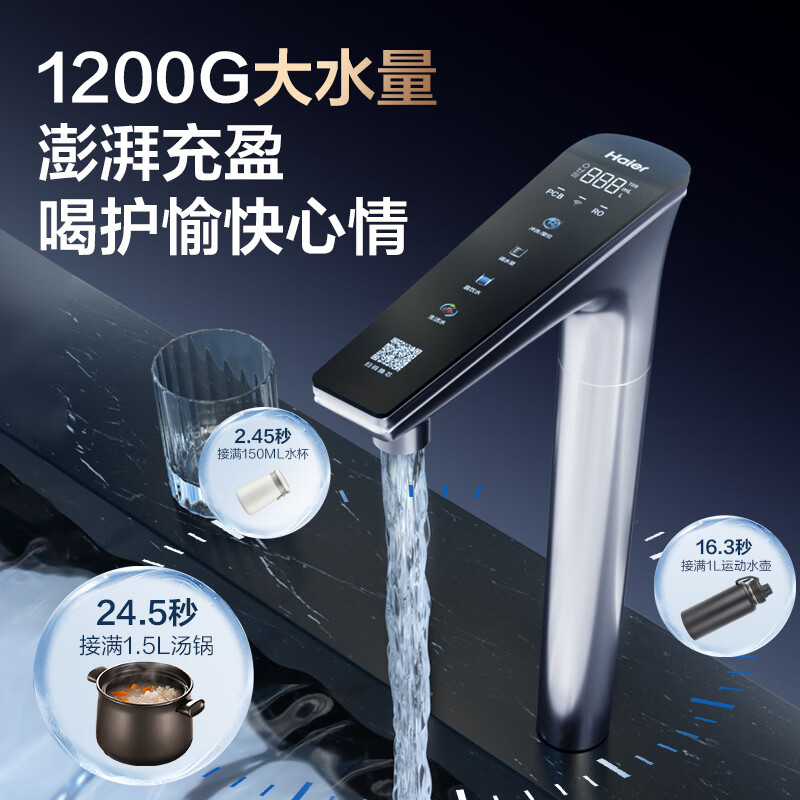 海尔(Haier)[甜镁净水器]矿物质鲜活水1200G直饮净水机RO反渗透净水设备HKC3000-R711U1高清大图