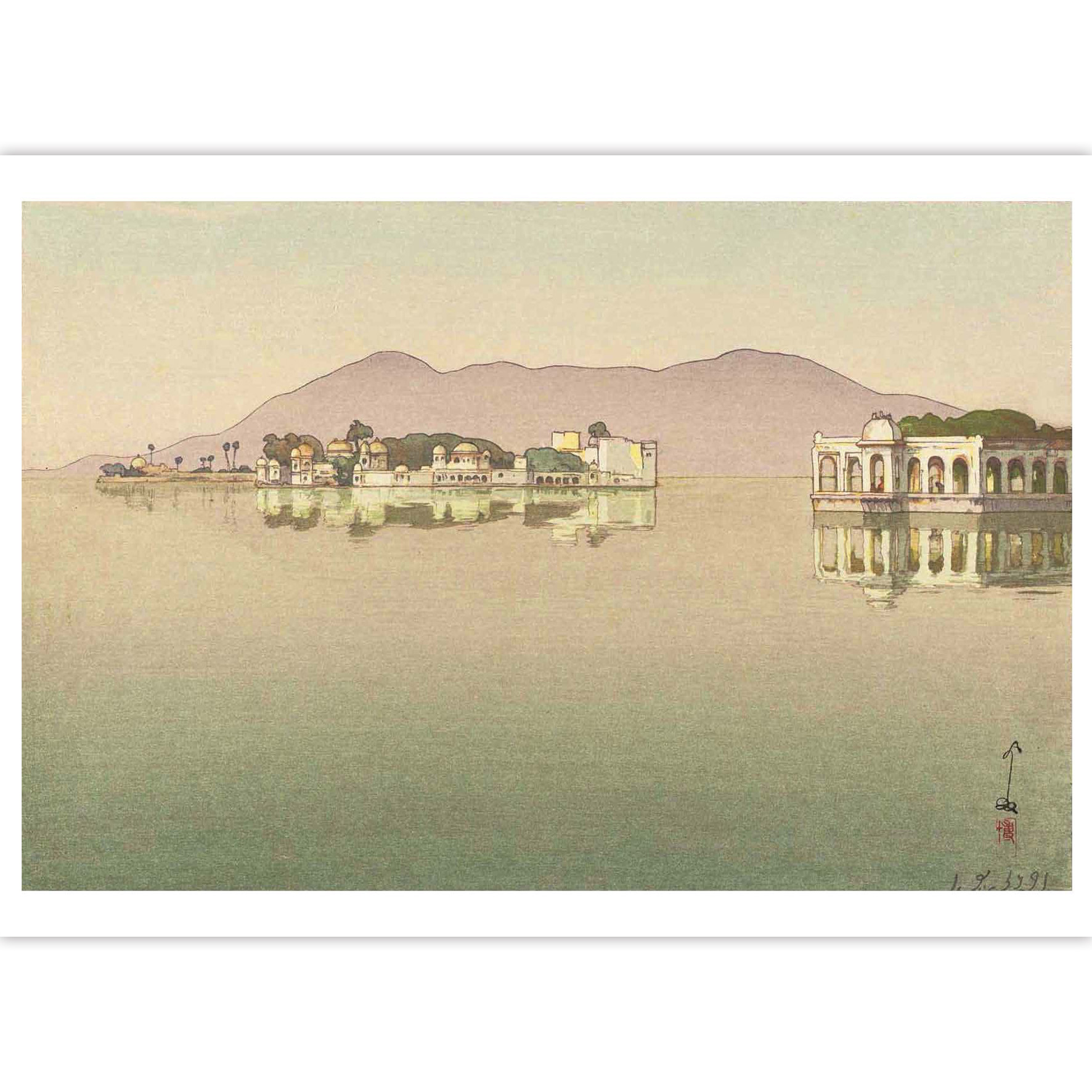 [正版]江涵秋影 出类艺术明信片 近现代大师吉田博水风景版画选 日本画和风浮世绘版画作品 山水画创意 唯美日系古风插画高清大图