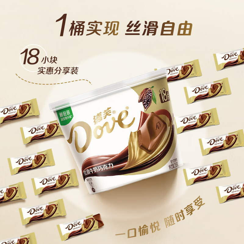 德芙全家桶 丝滑牛奶巧克力 碗装18粒216g 休闲零食糖果 生日礼物高清大图
