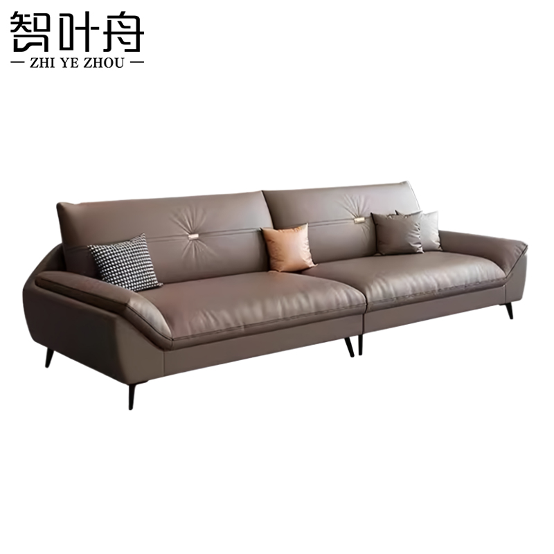 智叶舟皮质沙发四人位320*82*85cm张高清大图