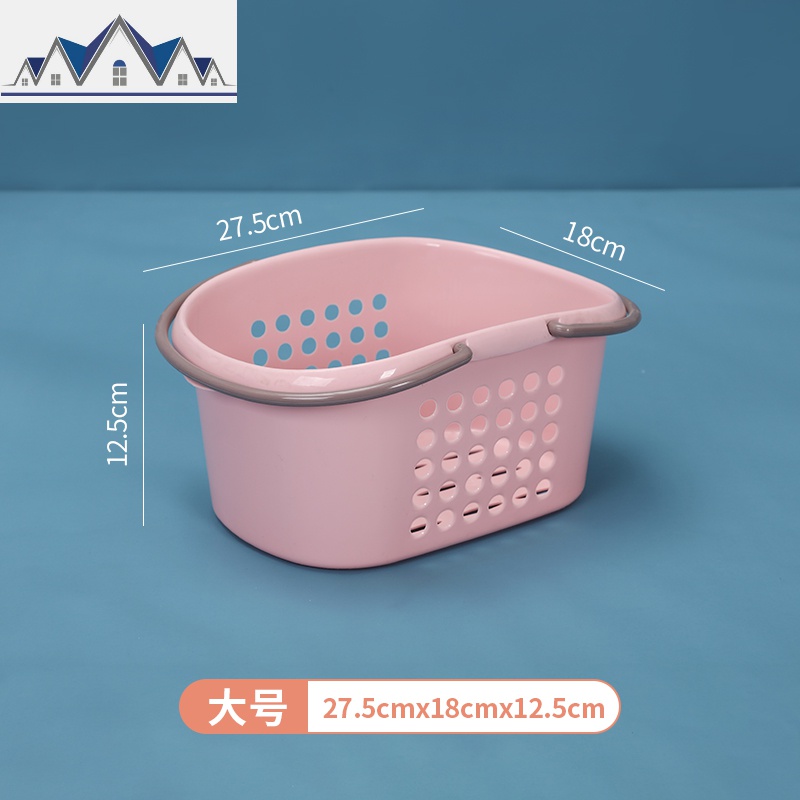塑料手提收纳篮浴室浴筐卫生间洗澡篮学生寝室沐浴澡堂洗漱篮 三维工匠 大号粉色