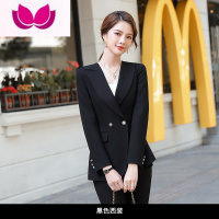 七斓时尚西装外套女今年流行高端职业装气质女范小西服洋气正装套装 S参考体重85-94 黑色单件西装