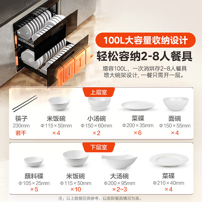 美的(Midea)暖阳消毒柜嵌入式家用 100L双层大容量餐具碗柜碗筷高温MXV-ZLP90Q15S高清大图