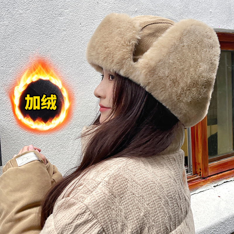 帽子女士冬季骑行保暖护耳神器电动车防风头套加绒加厚防寒雷锋耳高清大图