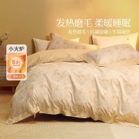 水星家纺全棉磨毛抗菌吸湿发热四件套单双人被套床单冬季保暖套件新床品