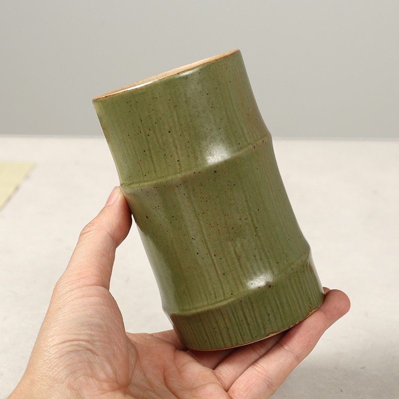 新创意笔筒 青瓷竹节笔简 毛笔文房四宝书案摆件 笔筒收纳盒多功能笔筒 三维工匠高清大图
