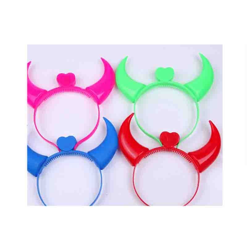 一套2个KID’S HOME TOYS 23404发光牛角发箍恶魔角牛角灯女孩头饰演唱会助威道具牛角头箍玩具