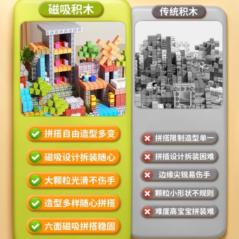 2025新款我的磁力世界方块磁吸磁铁积木男孩拼搭全套益智DIY玩具六一儿童节图片
