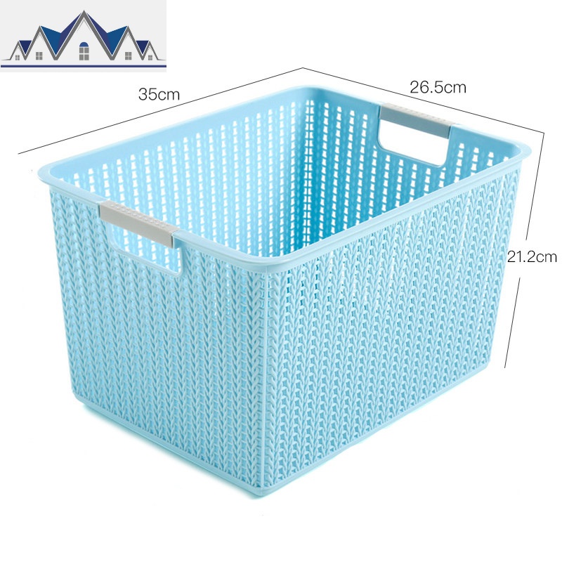 玩具收纳筐塑料杂物收纳篮化妆品收纳盒桌面置物篮零食整理盒 三维工匠 蓝色大号