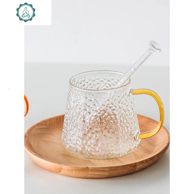 水杯女耐热耐高温带盖加厚办公室花茶杯带把带过玻璃杯