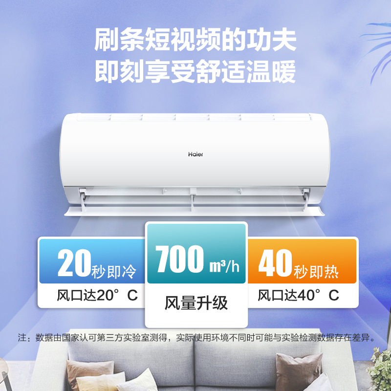 [大风口]海尔空调静悦1.5匹大风口变频防直吹挂机空调自清洁节能省电低噪KFR-35GW/02KBB83U1套机高清大图