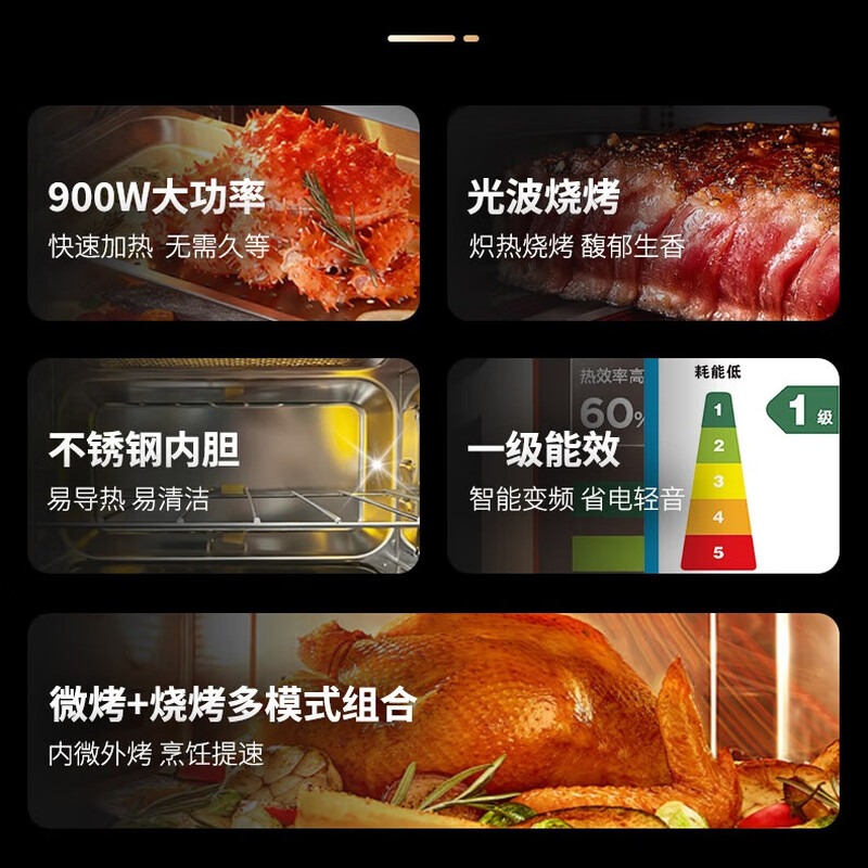 格兰仕 (Galanz)23L微波炉(变频)G90F23CSLV-PM(B0)23升大容量微波炉家用平板式微波炉一级能效高清大图