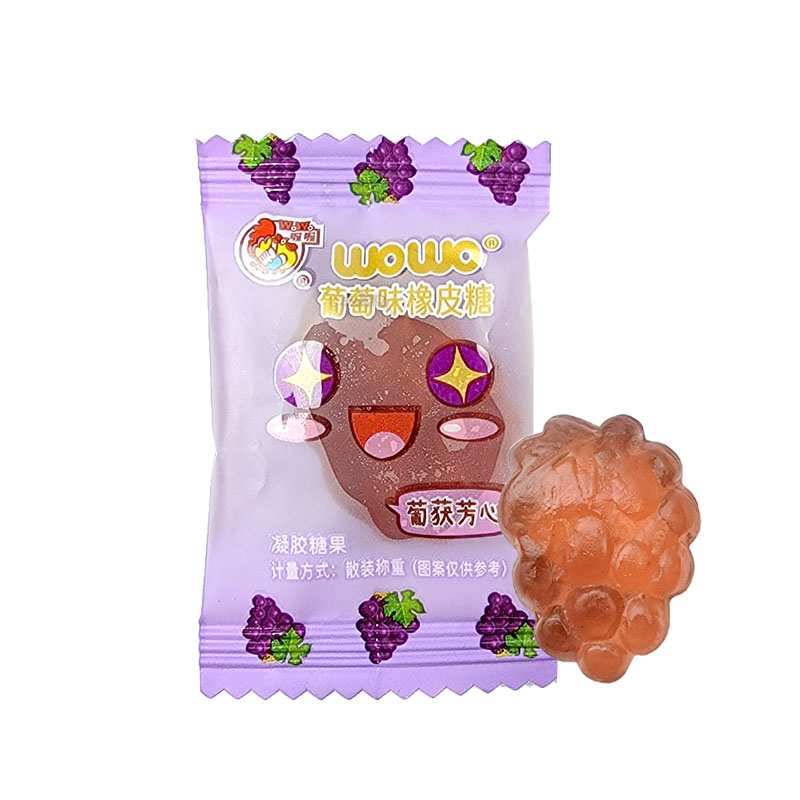 喔喔橡皮糖凝胶软糖草莓白桃香橙葡萄味散装250g/500g结婚喜糖高清大图
