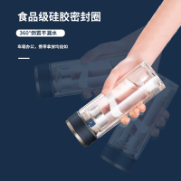 苏泊尔双层 耐热玻璃杯透明便携男女家用随手杯办公泡茶过滤杯子