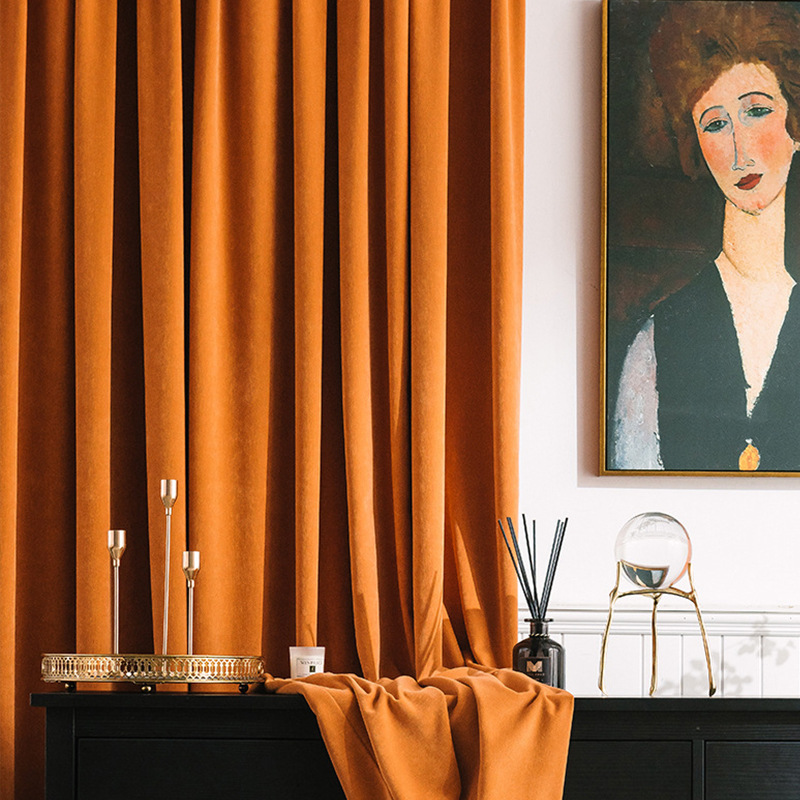 添福运 法式浪漫轻奢遮光窗帘北欧简约现代挂钩窗帘打孔窗帘飘窗客厅帘子遮阳布拼色儿童房奶油风窗帘轻奢卧室挂钩纯色窗帘高清大图