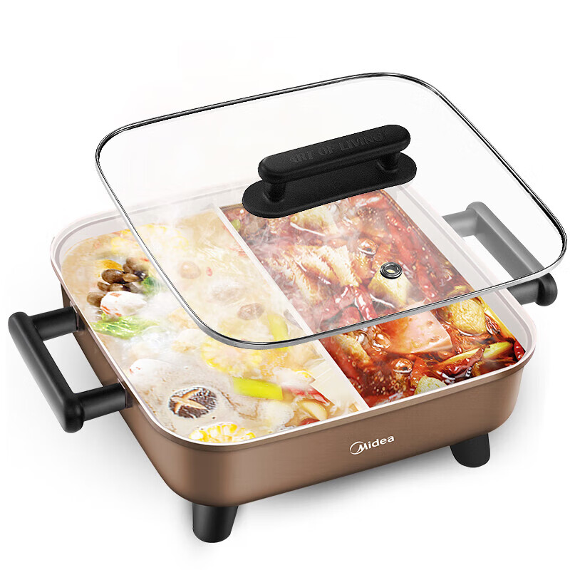 美的(Midea)电火锅电炒锅家用多功能电锅煎烤涮一体电热电煮锅6L火锅锅不粘烤鱼锅 MC-DY3030Easy102高清大图