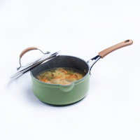 Carote 麦饭石奶锅不粘锅泡面锅18cm田园风热牛奶锅少油烟宝宝辅食锅日式雪平锅电磁力燃气灶通用