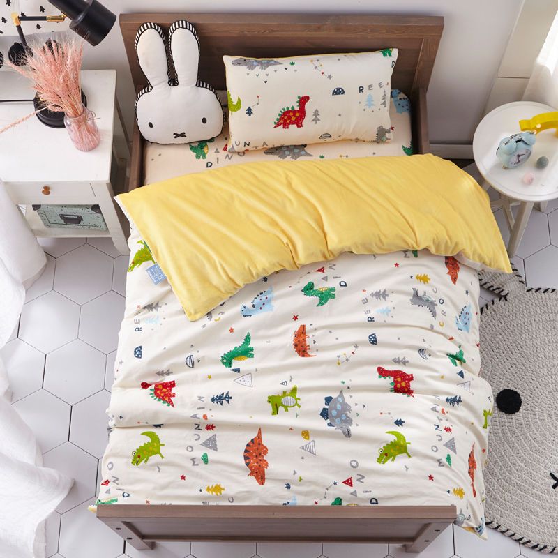 冬季保暖全棉加绒儿童被子幼儿园三件套可拆洗宝宝午睡小被子春秋