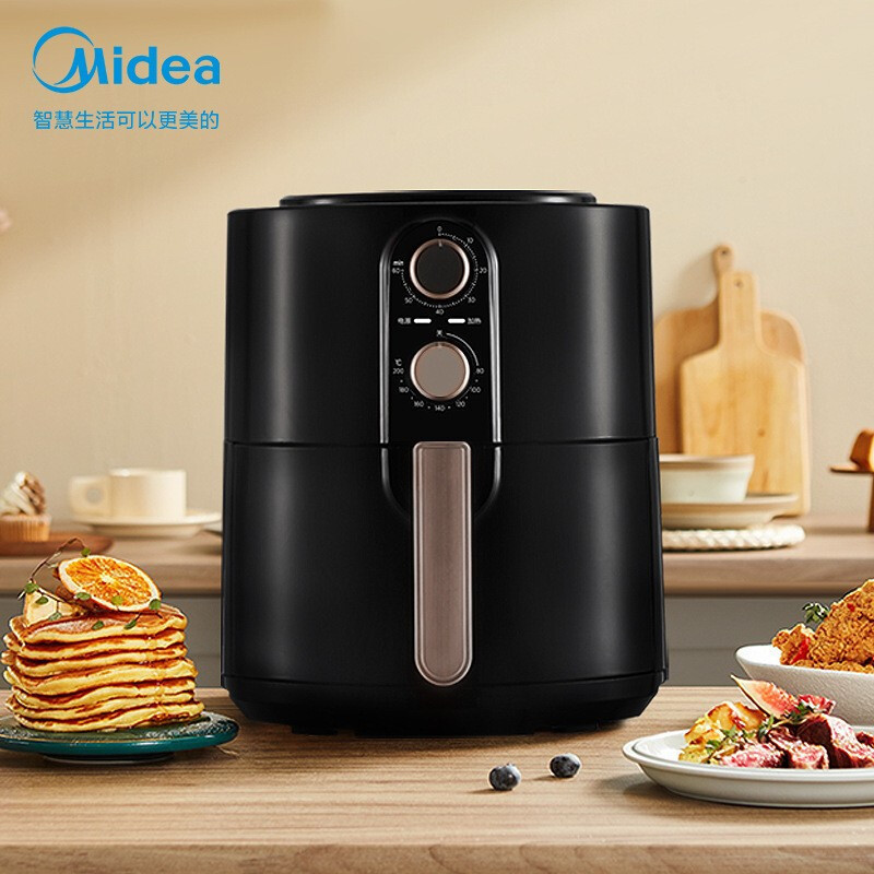 美的(Midea)空气炸锅4.5L大容量轻油大功率不粘烘烤炸多功能家用空气烤箱煎炸电炸锅 [MF-KZ45Q5-401]