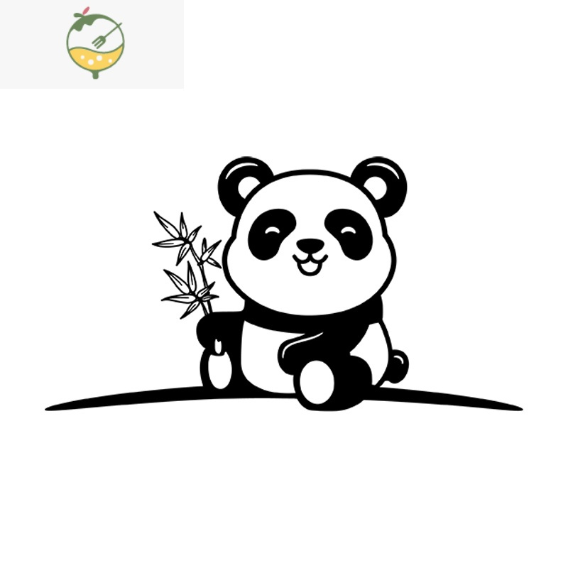 yicheng厨房卫生间玻璃门防撞小熊猫贴纸衣柜推拉门小动物图案装饰墙