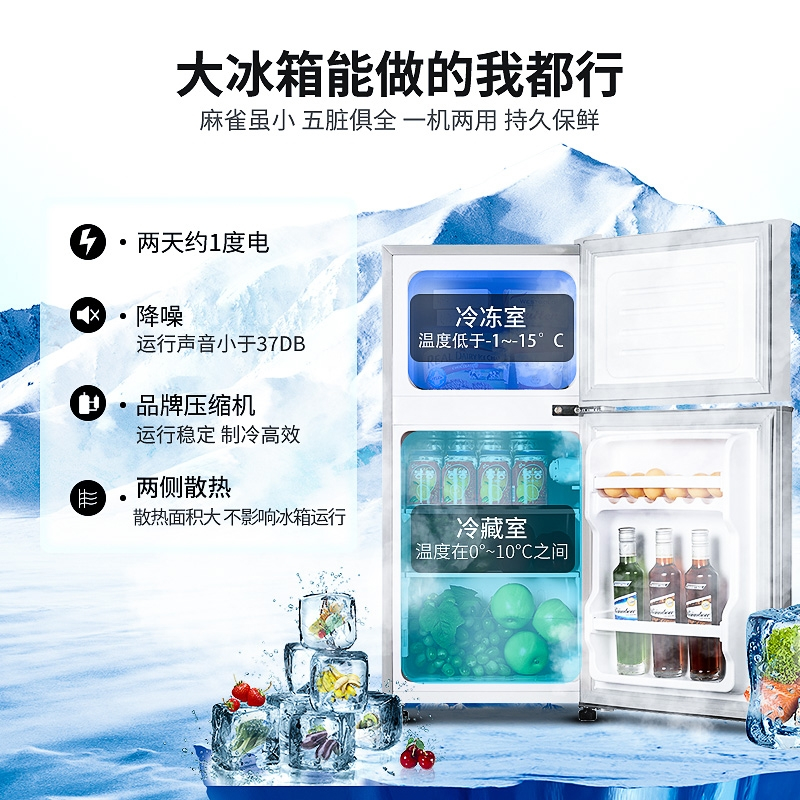 荣事达时代潮小冰箱家用小型迷你宿舍租房二人省电节能双门电冰箱_单门白色