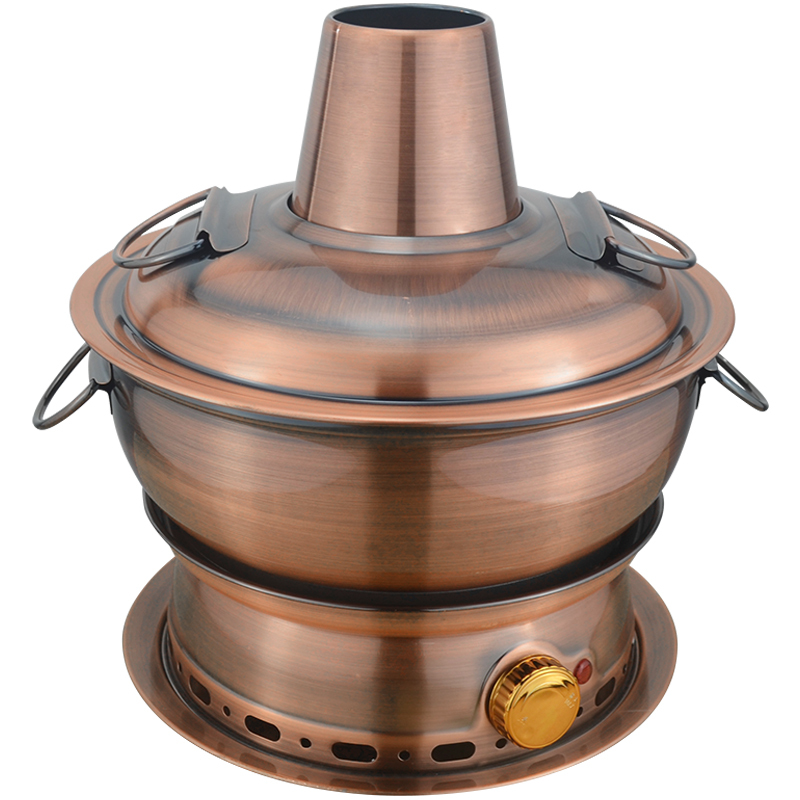 三洽304不锈钢木炭火锅炭电两用老式围炉饭店酒店老北京火锅炉多功能