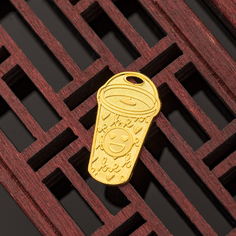 素竹 黄金足金9999金条 开心奶茶咖啡杯异形小金条 可做挂饰 投资收藏赠礼高清大图