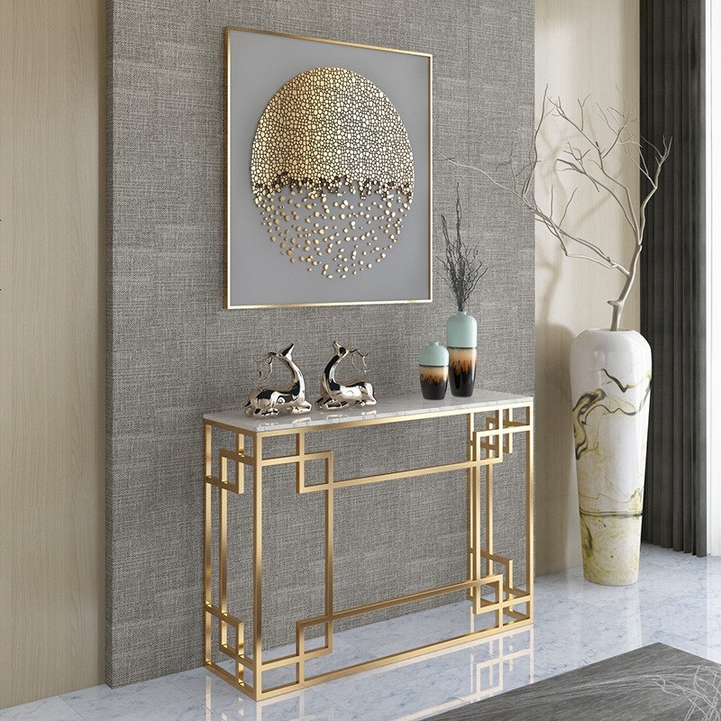 北欧轻奢大理石玄关桌玄关台条案现代简约玄关柜条几进端景台