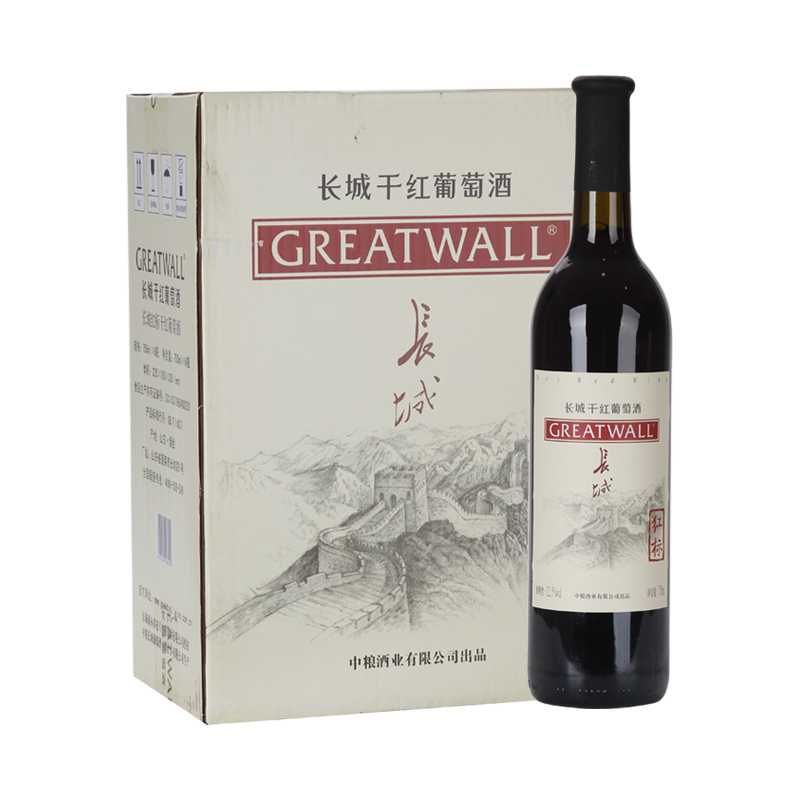 长城(GreatWall)烟台产区红标红酒中粮出品干红葡萄酒750ml*6瓶整箱装