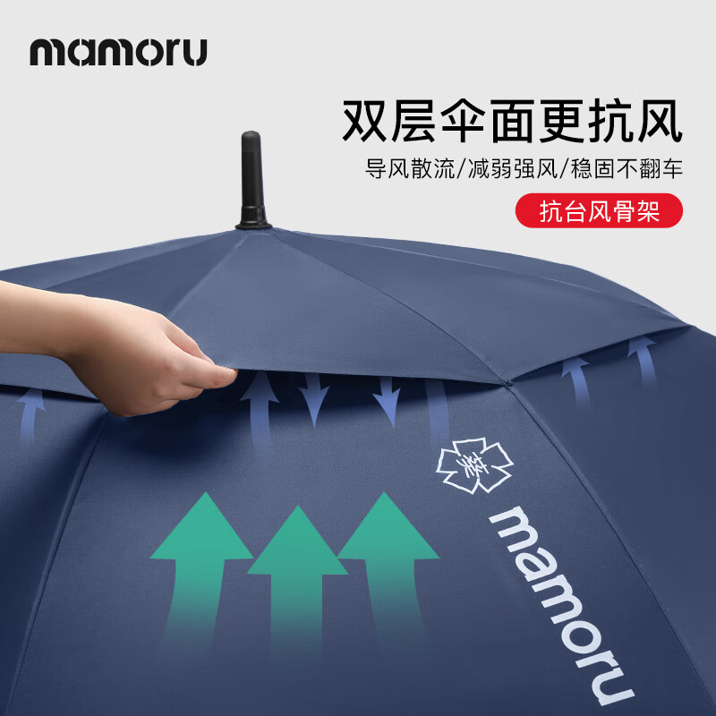 Mamoru长柄高尔夫伞860双层自动(颜色随机发货)高尔夫雨伞长柄伞大号抗风暴超大伞男士商务自动伞黑色155cm高清大图