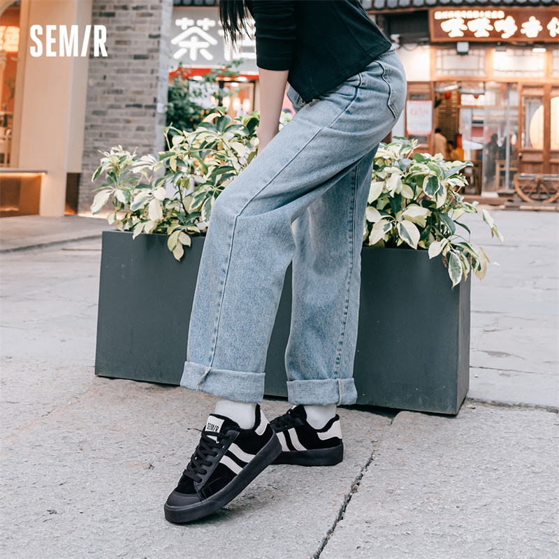 SEMIR德训鞋女2023秋季加绒加厚阿甘鞋女保暖超软板鞋ins潮小白鞋