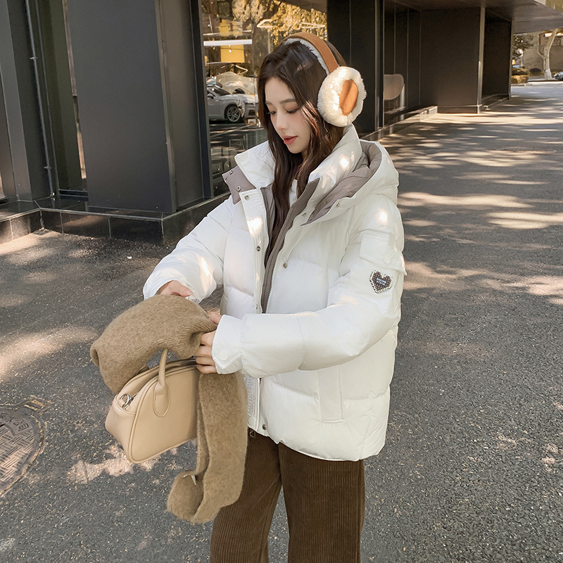 羽绒棉服棉衣短款2024冬季棉袄新款百搭韩版加厚连帽宽松时尚外套高清大图
