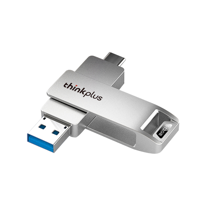 联想ThinkPlus USB3.2/Type-C手机电脑两用全金属高品质U盘 MU235系列 银色 512GB高清大图