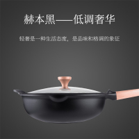 Jeetee吉特不粘少油烟麦饭石不粘锅深煎炒锅家用多功能炒菜平底锅具32cm铝合金电磁炉燃气灶通用QSCG001-32G
