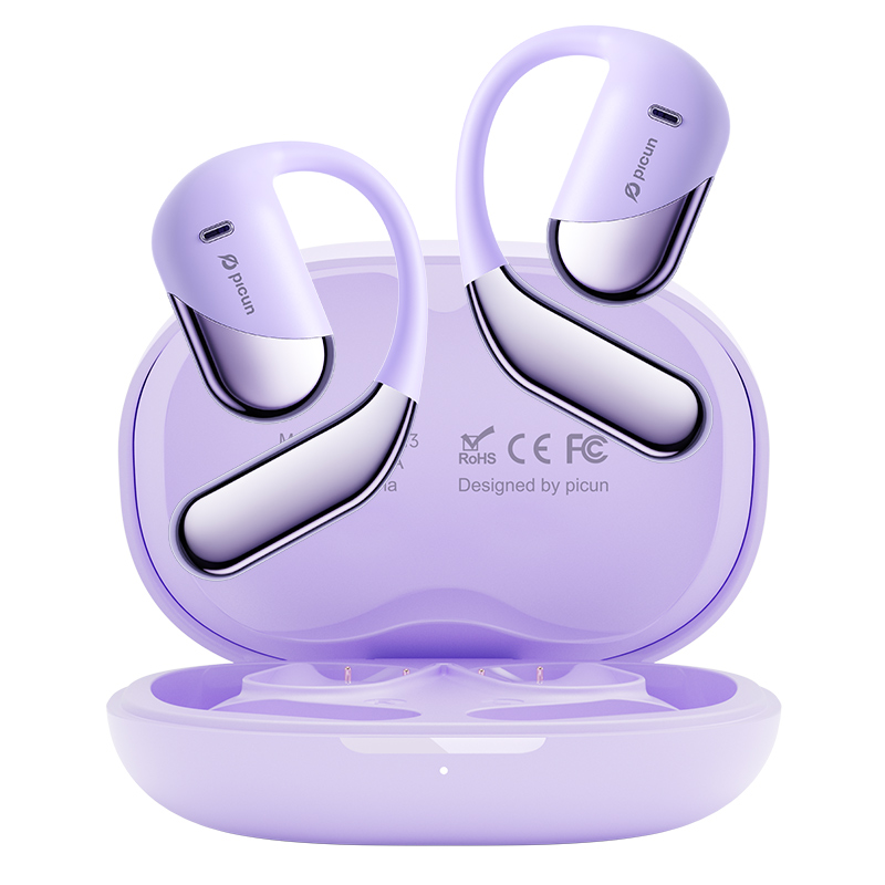品存(picun)双麦耳挂纳米级防汗防水无线蓝牙耳机 紫色 H3