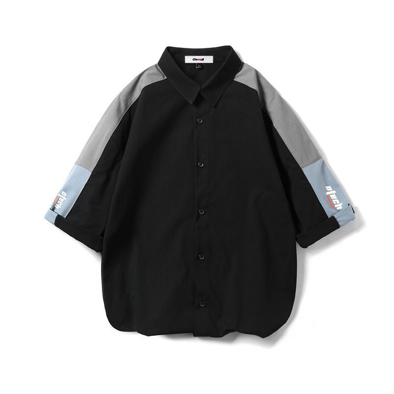 森马集团旗下GLEMALL男士短袖衬衫薄款衬衣韩版潮流港风工装宽松
