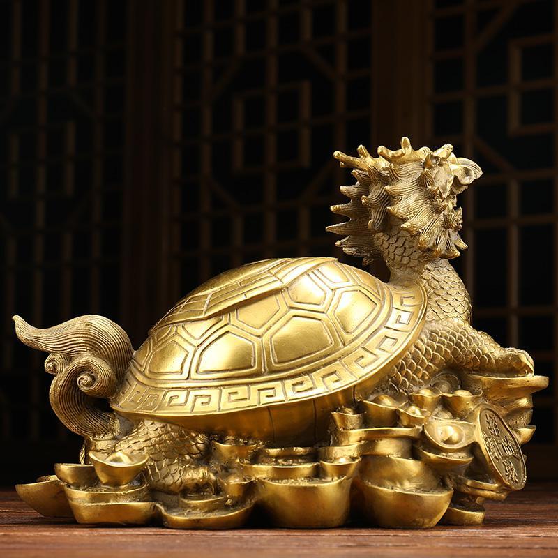 美帮汇大号铜龙龟摆件龙头龟赑屃霸下八卦金钱龟玄关装饰