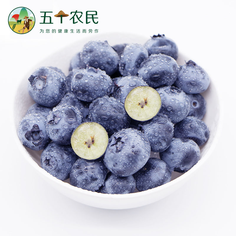 [五个农民]山东新鲜蓝莓应季水果 每盒125g*4盒装