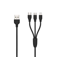 WK DESIGN完美三合一充电线 USB 安卓Micro/Apple/Type-C 三合一充电线 电源线 1米 黑色