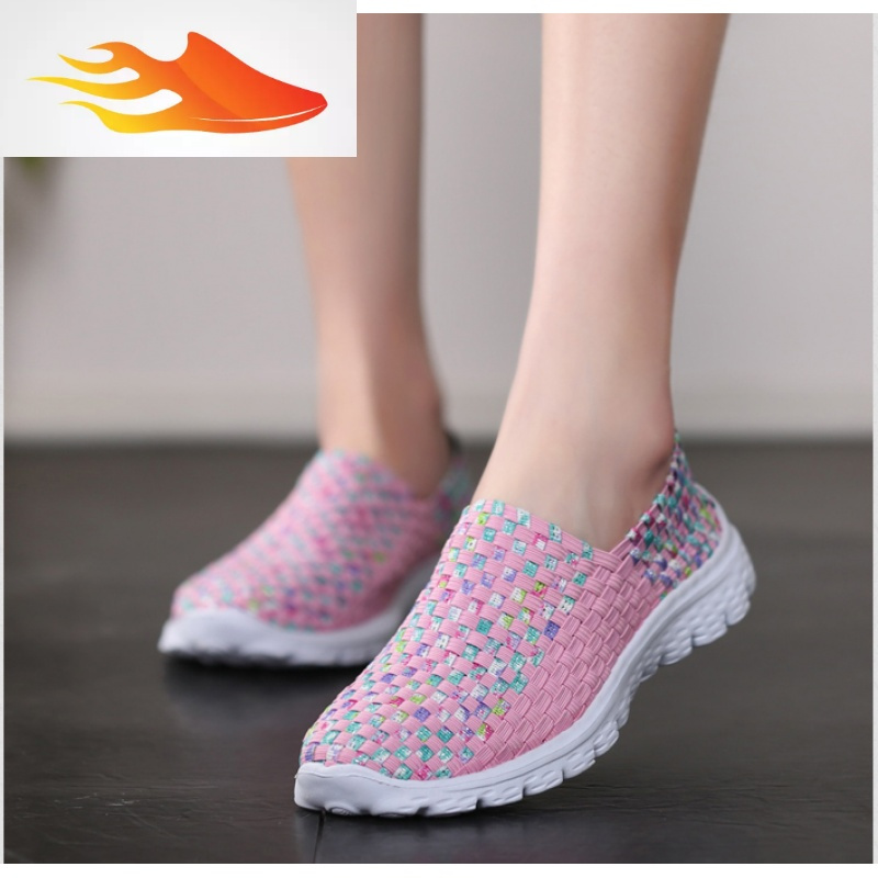FISH BASKET2019手工编织鞋懒人弹力皮筋女鞋老北京布鞋轻便透气休闲鞋春季