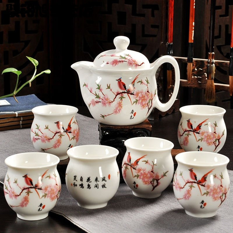 茶具套装整套陶瓷双层杯功夫茶具中式青花瓷茶壶茶杯家用生活日用家庭