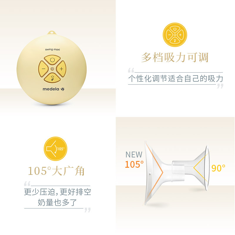 (瑞士进口)美德乐Medela丝韵翼舒悦版双边电动压奶拔奶吸乳挤奶器省时省力母乳不回流升级版吸奶器