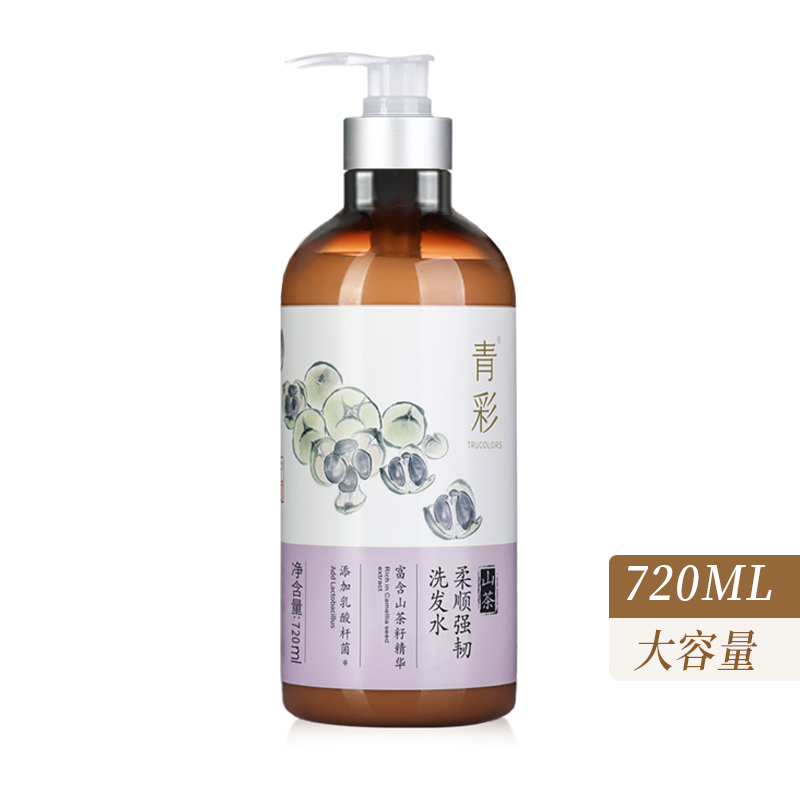 青彩山茶柔顺强韧720ml洗发水 顺滑光泽专为干枯易断发研制高清大图